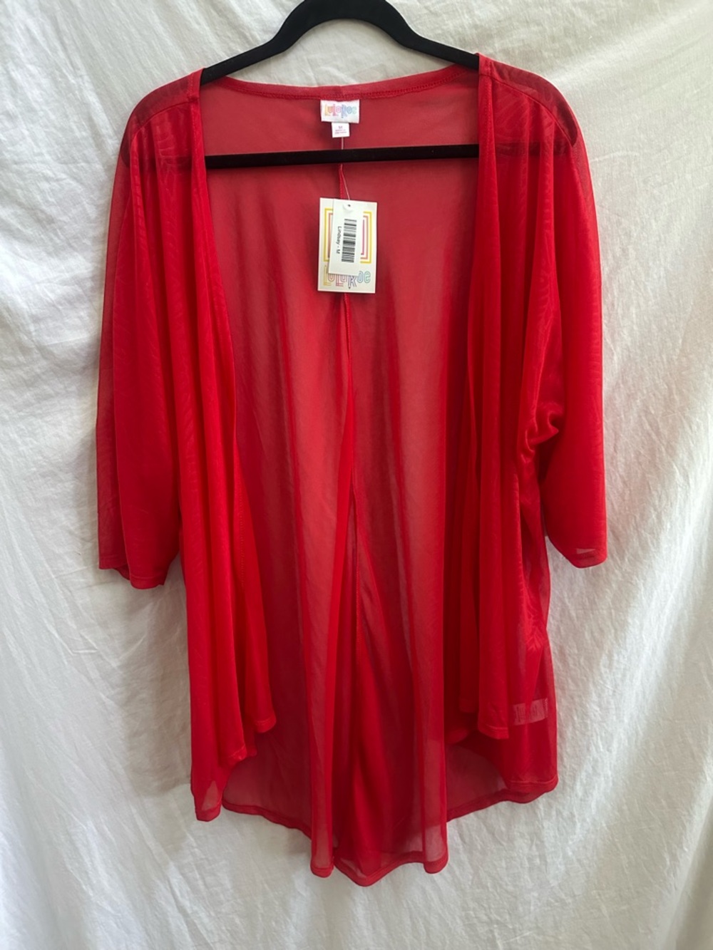 LuLaRoe Red Sheer Open Front Cardigan Coverup